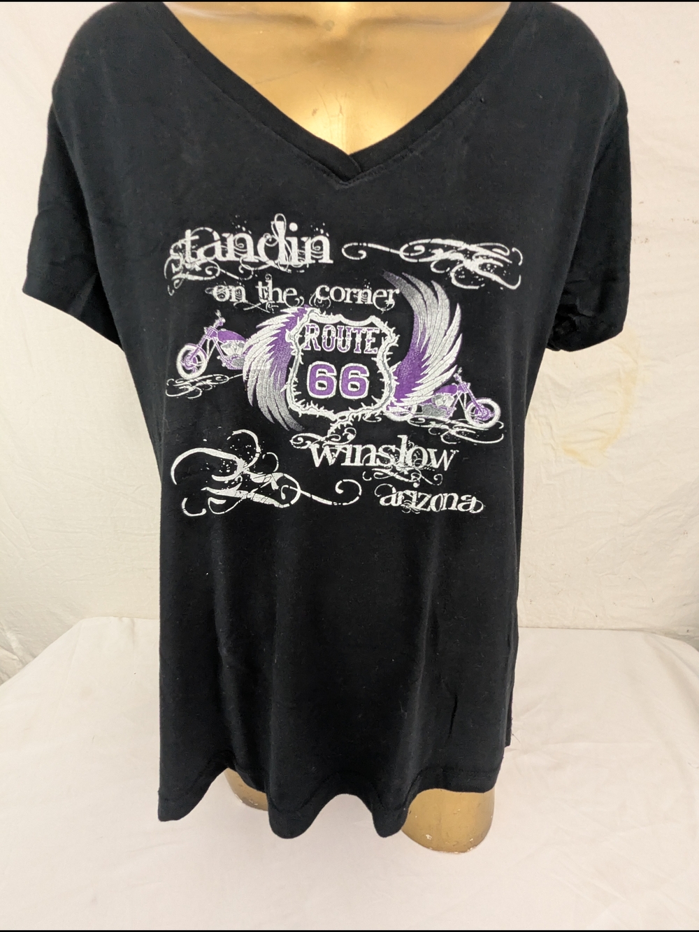 Standing On The Corner In Winslow Arizona Route 66 Black Graphic V‑Neck Tee XXL
